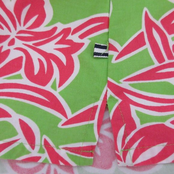 IZOD Stretch Blouse Sz Petite Large Button Front Hawaiian Tropical Print Cruise - Picture 9 of 9
